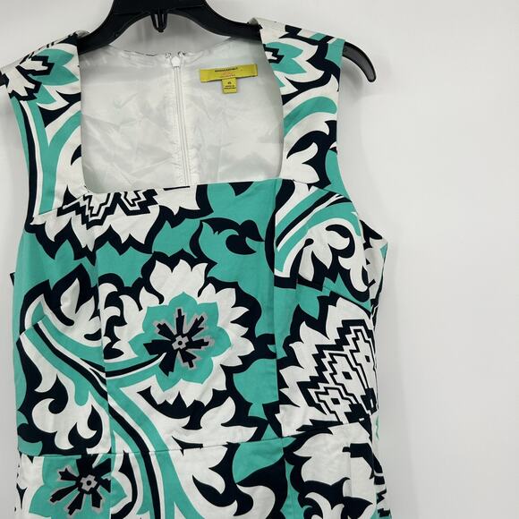 Banana Republic Milly Collection Teal Paisley Sheath Dress Size 6 - Picture 2 of 5